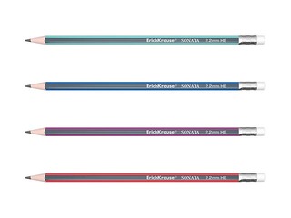 Zīmulis trīsstūra ErichKrause Sonata, ar dzēšgumiju, HB