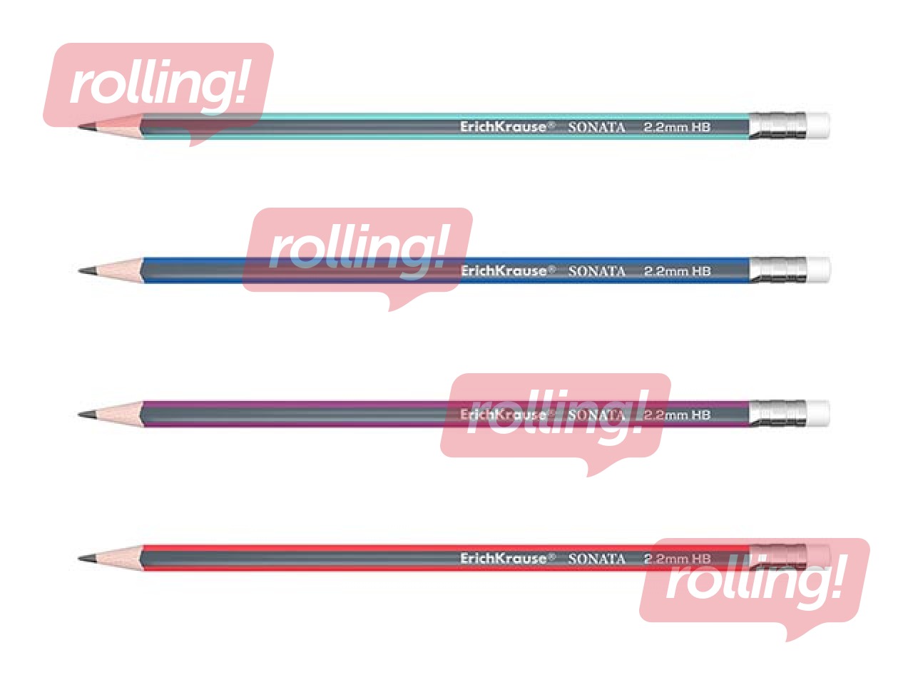 Zīmulis trīsstūra ErichKrause Sonata, ar dzēšgumiju, HB