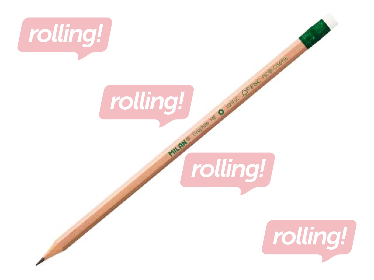 Grafiitpliiats Milano, kustutuskummiga, FSC® sertifitseeritud puit, HB