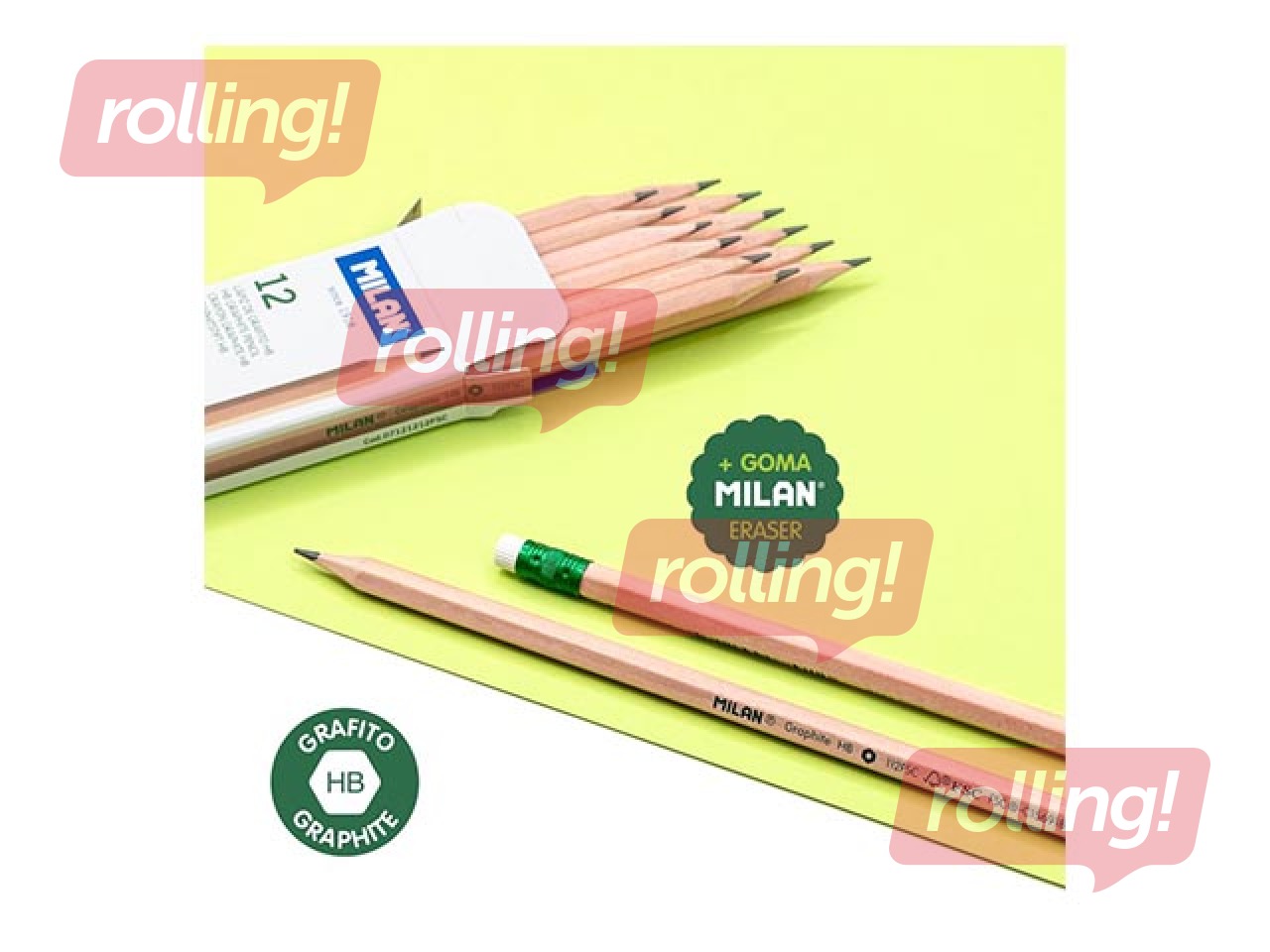 Grafiitpliiats Milano, kustutuskummiga, FSC® sertifitseeritud puit, HB