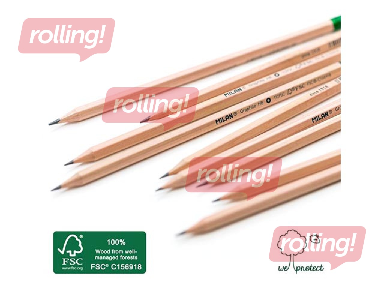 Zīmulis, Milan, ar dzēšgumiju, HB, dabīga koka