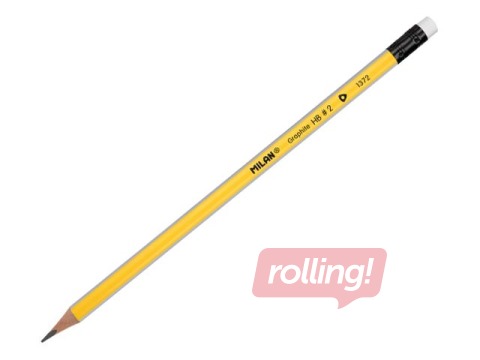 Zīmulis trīsstūra Milan, ar dzēšgumiju, HB