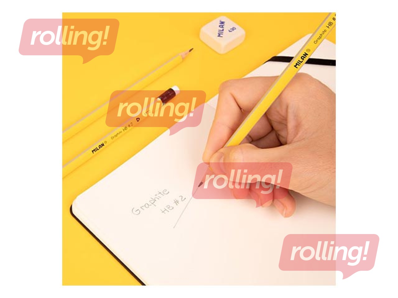 Zīmulis trīsstūra Milan, ar dzēšgumiju, HB