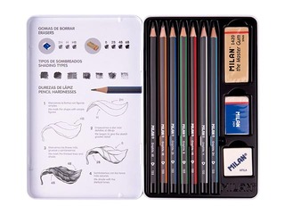 Kriidikomplekt Milan, metallkarbis, 7tk