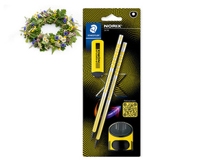 Pencil set NORIX 181 with eraser and sharpener, HB, yellow +Midsummer gift!