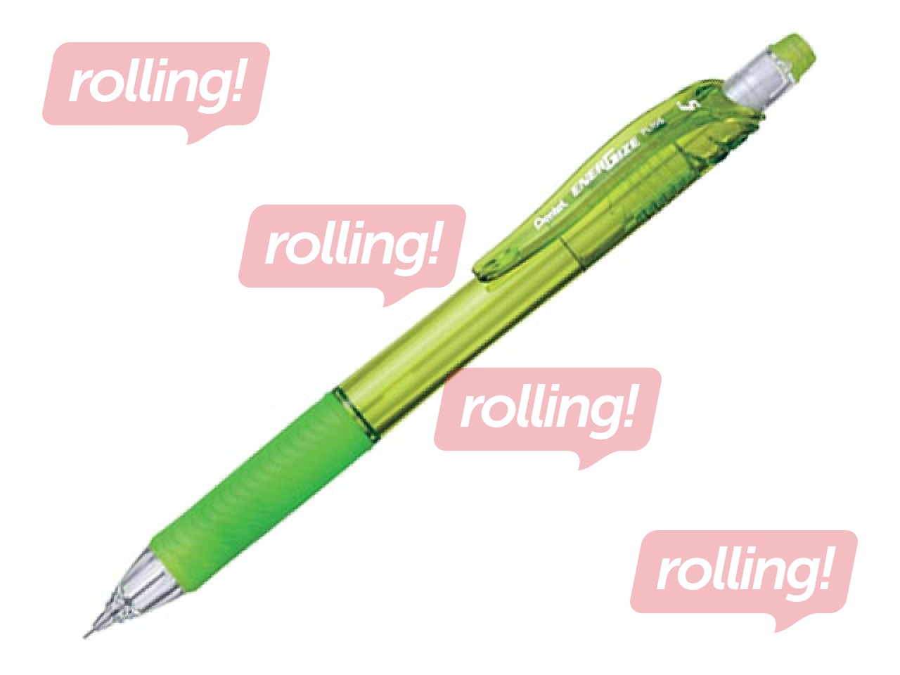 Mehaaniline pliiats, Pentel Energize-X, kustukummiga, roheline, 0.5mm