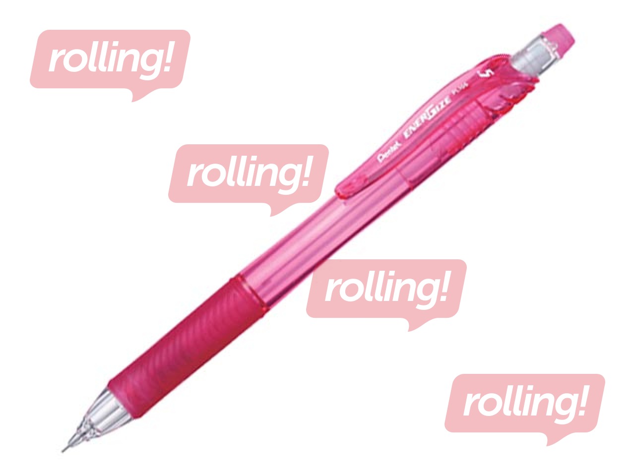 Mehāniskais zīmulis, Pentel Energize-X, ar dzēšgumiju, rozā, 0.5mm