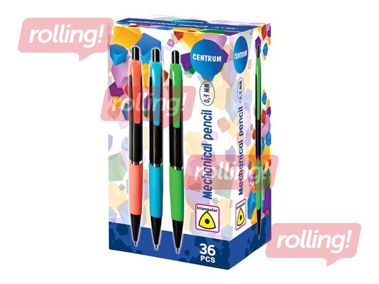 Mehāniskais zīmulis ar dzēšgumiju, dažādas korpusa krāsas, 0.7mm