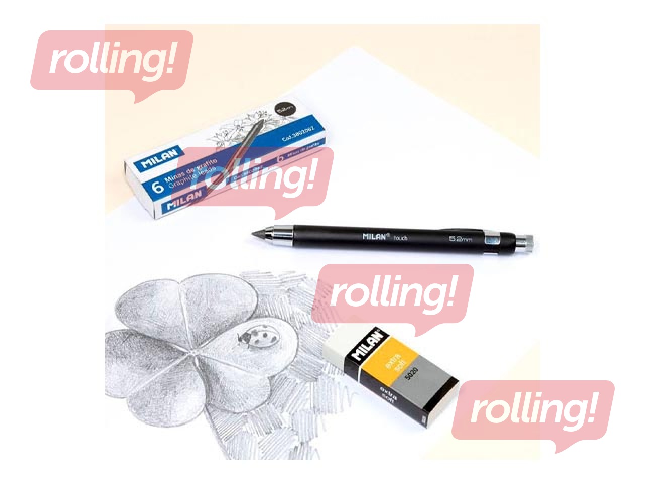 Mehāniskais zīmulis Milan, ar 6 grafītiem, melns, 5.2mm