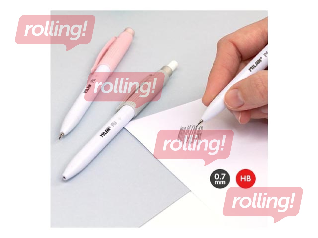 Mehāniskais zīmulis ar dzēšgumiju Milan, PL1, 0.7mm, pelēks