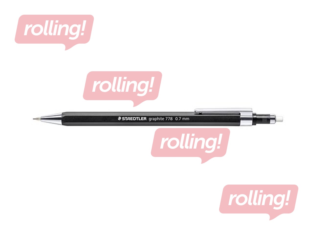 Mehāniskais zīmulis Staedtler, 778, HB, ar dzēšgumiju, melns, 0.7mm