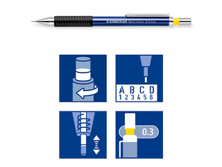 Mechanical pencil Mars micro 775, B, with eraser, 0.3mm