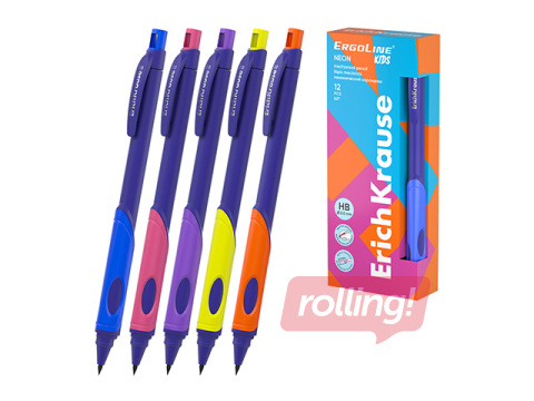 Mechanical pencil ErichKrause ErgoLine Kids Neon, HB, with sharpener, 2.0mm