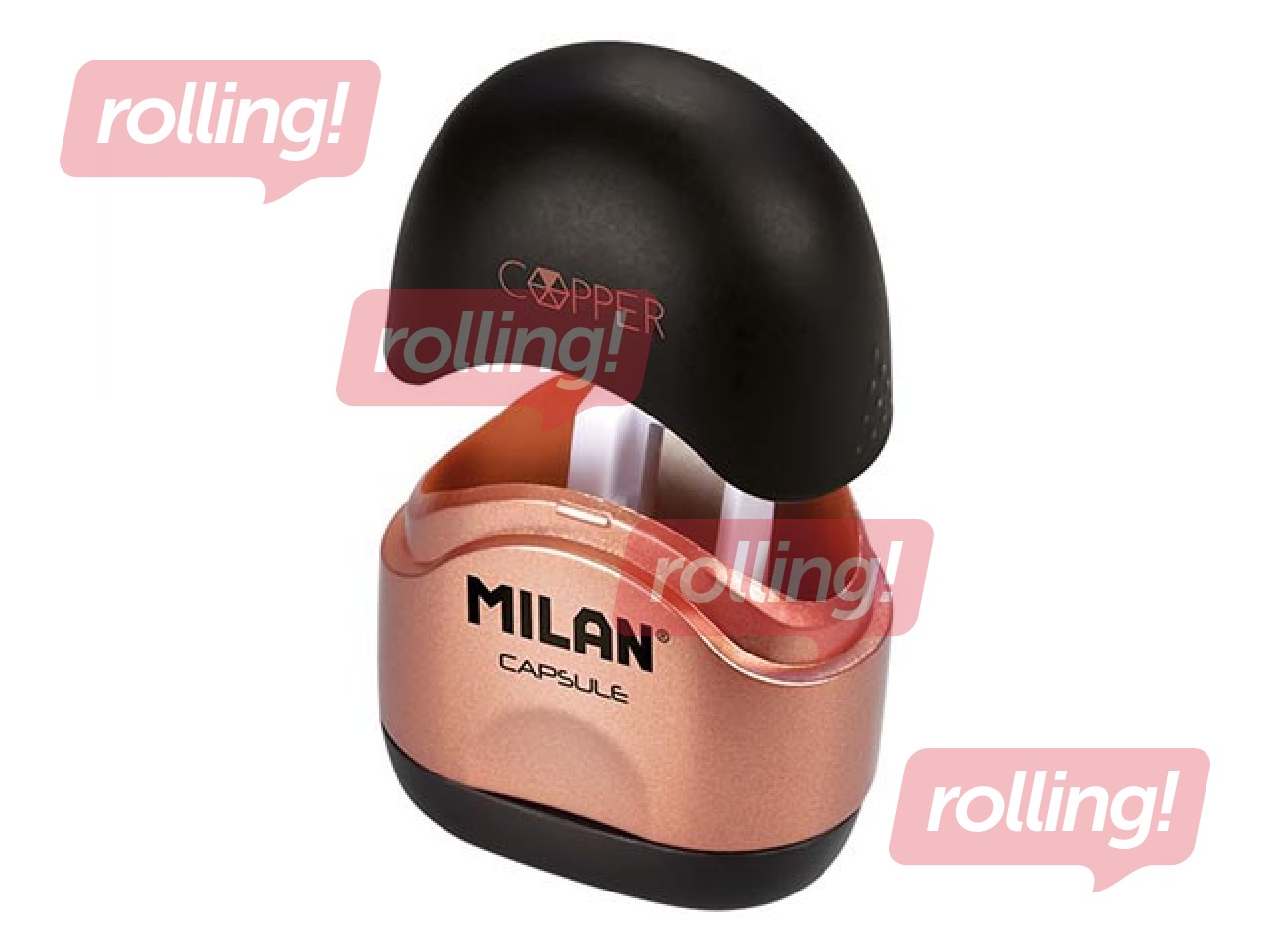 Zīmuļu asinātājs ar konteineru Milan Copper Capsule, dažādas krāsas