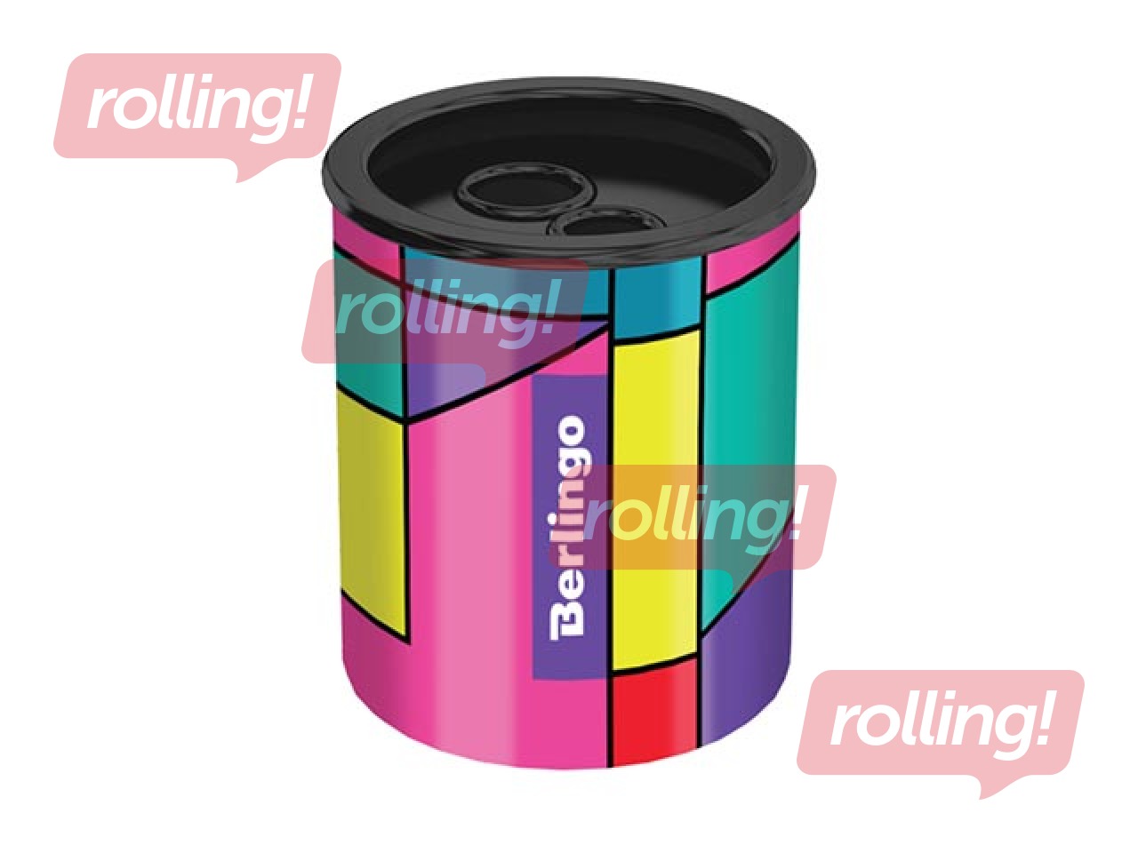 Zīmuļu asinātājs dubultais ar konteineru Color Block, metāla