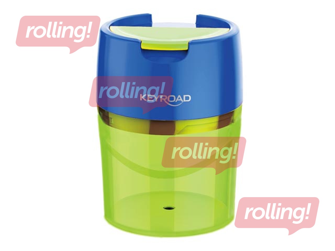 Zīmuļu asinātājs dubultais ar konteineru un vāciņu Keyroad Robby Duo, zaļš
