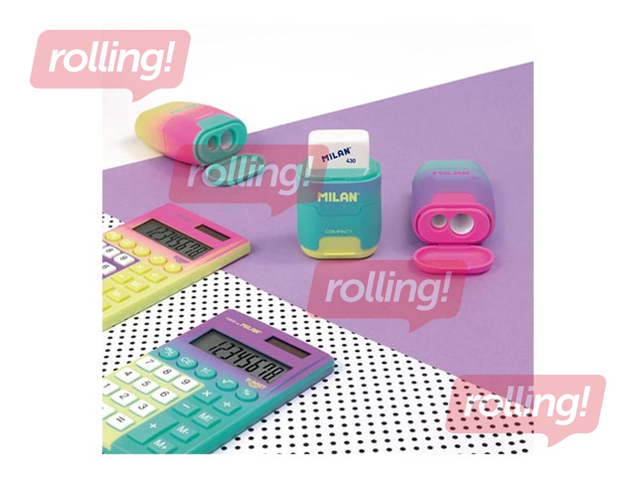 Двойная точилка для карандашей  Milan Compact Sunset с контейнером и ластиком