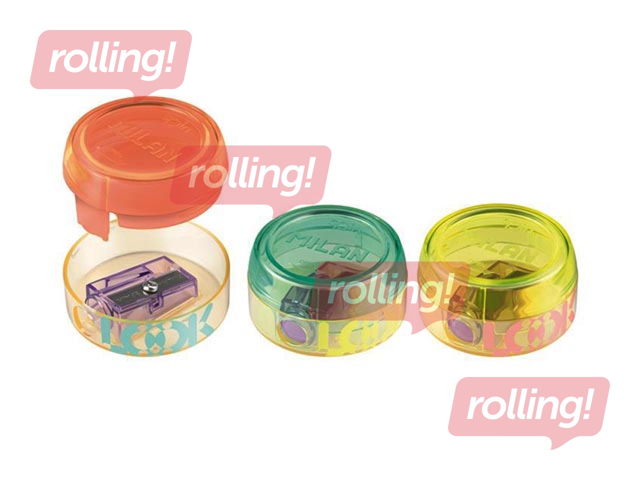 Zīmuļu asinātājs ar konteineru Milan Spin New Look, dažādas krāsas