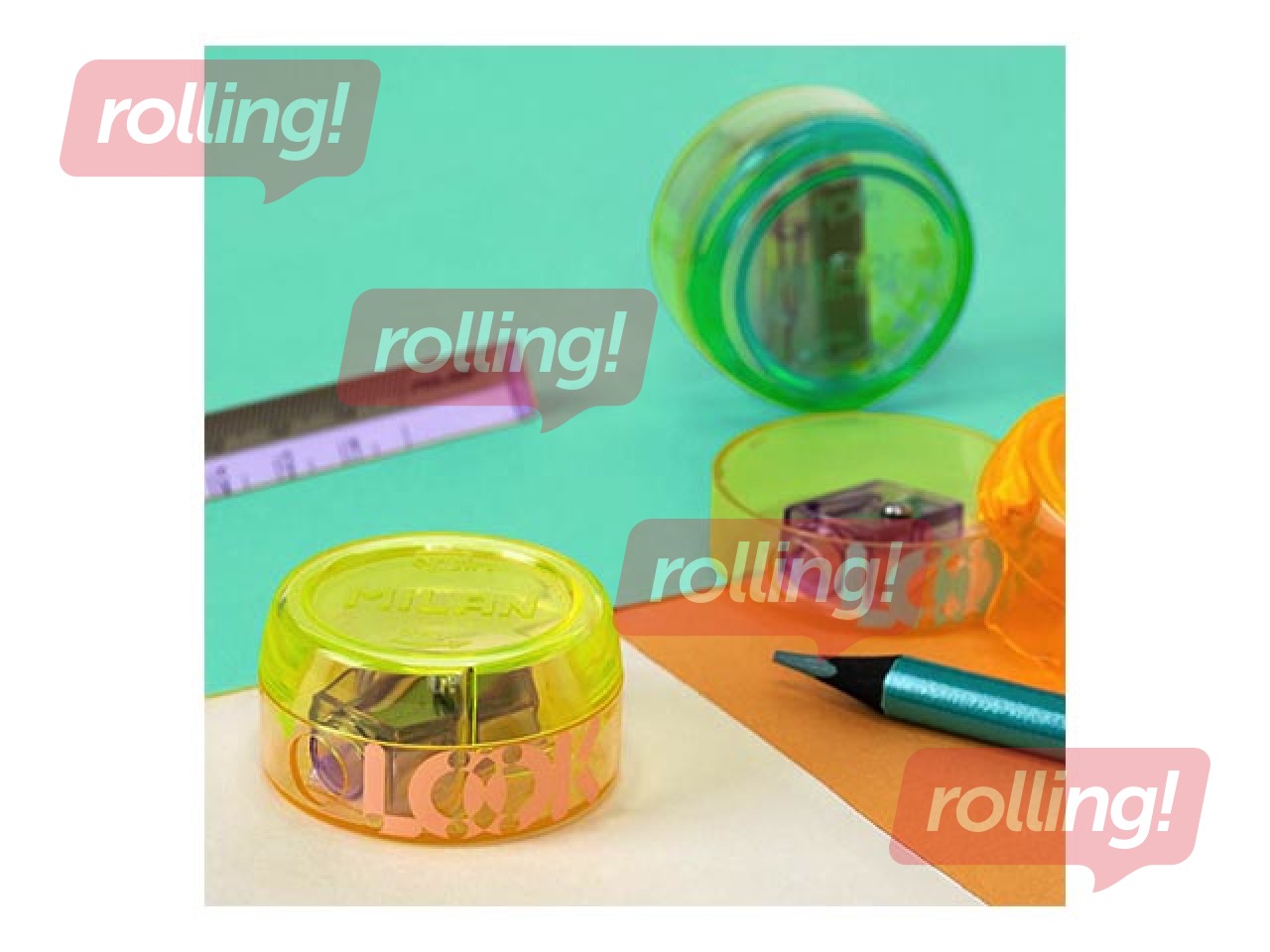 Zīmuļu asinātājs ar konteineru Milan Spin New Look, dažādas krāsas