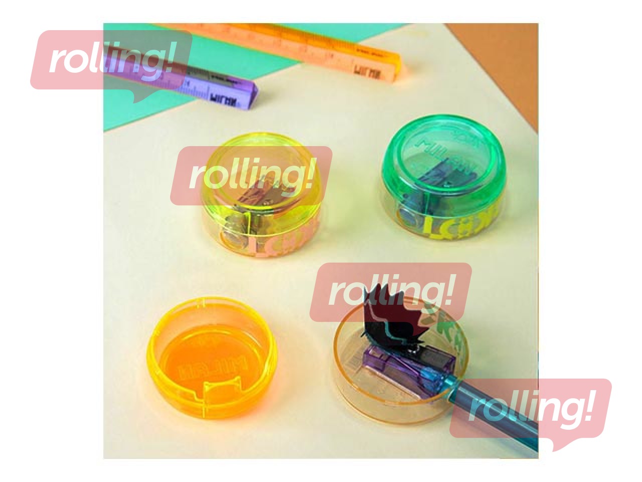 Zīmuļu asinātājs ar konteineru Milan Spin New Look, dažādas krāsas