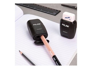 Kahe auguga pliiatsiteritaja Milan Compact Shadow kustutuskummiga