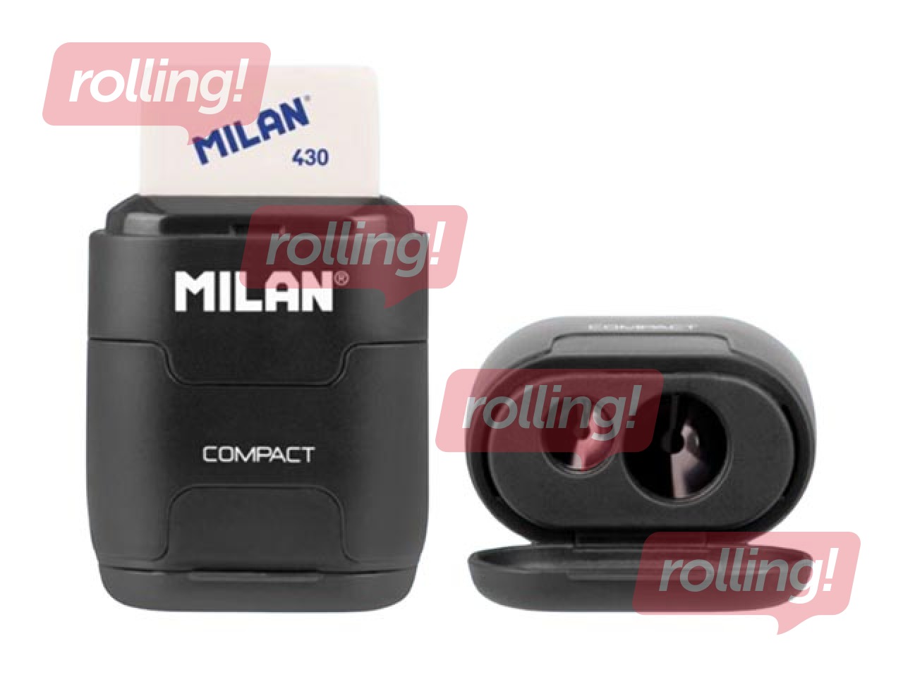 Zīmuļu asinātājs dubultais ar dzēšgumiju Milan Compact Shadow