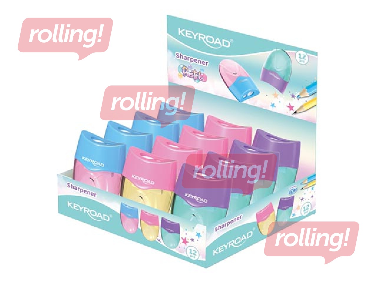 Zīmuļu asinātājs dubultais ar konteineru Keyroad Mellow Duo Pastel, dažādas krāsas