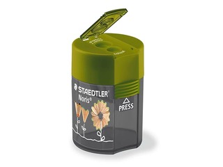 Pencil sharpener with container Staedtler 512, Flowers, double-hole, green