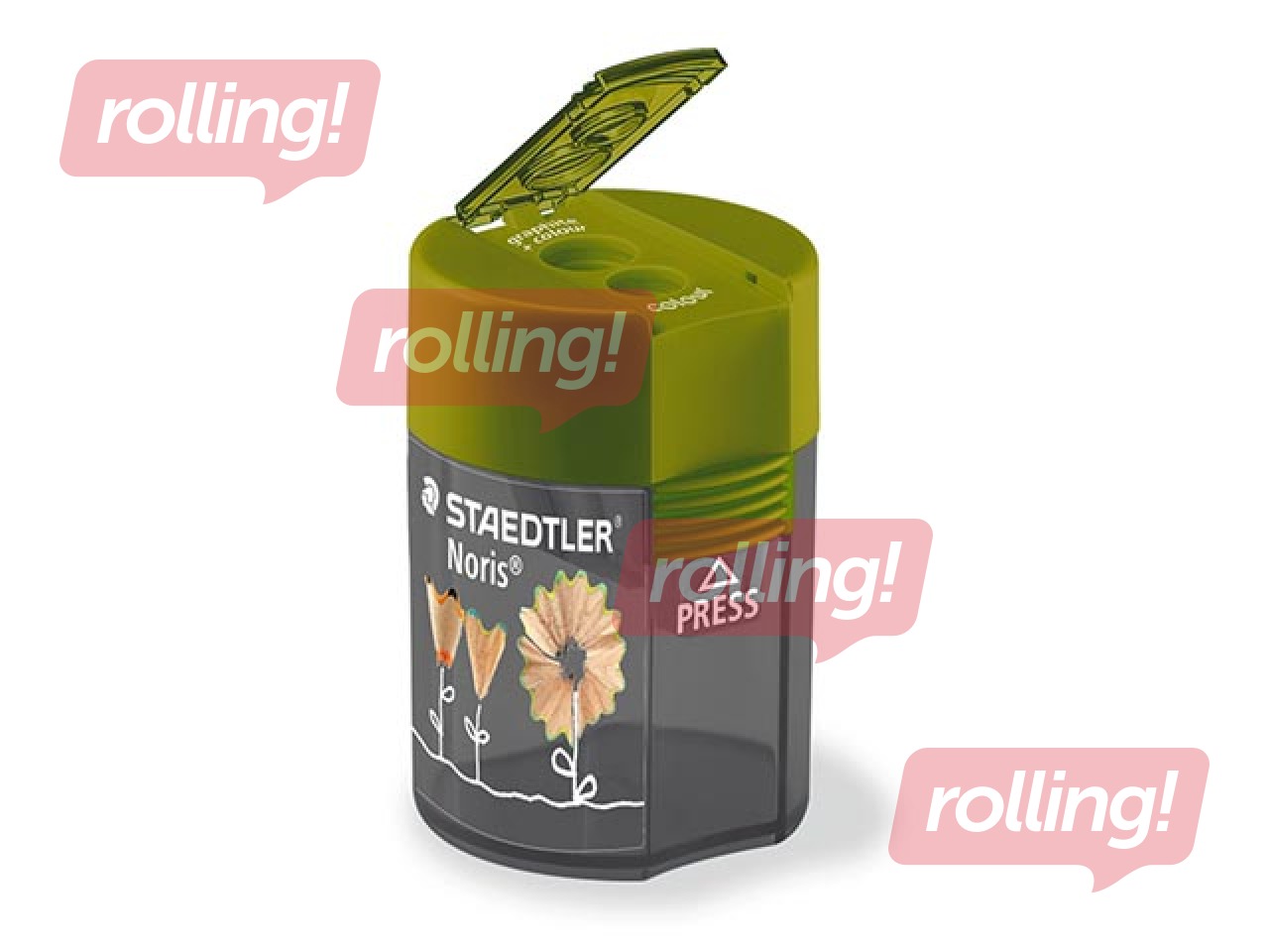 Pencil sharpener with container Staedtler 512, Flowers, double-hole, green