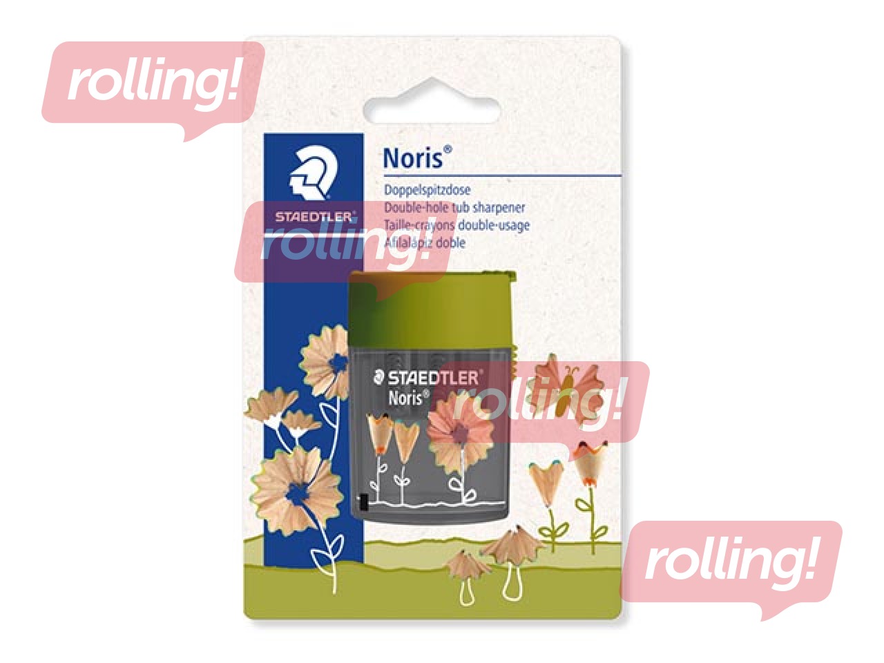 Zīmuļu asinātājs ar konteineru Staedtler 512, Flowers, dubultais, zaļš 