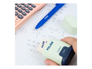 Zīmuļu asinātājs dubultais ar dzēšgumiju Milan Compact 430, 1918, dažādas krāsas, 1 gab.