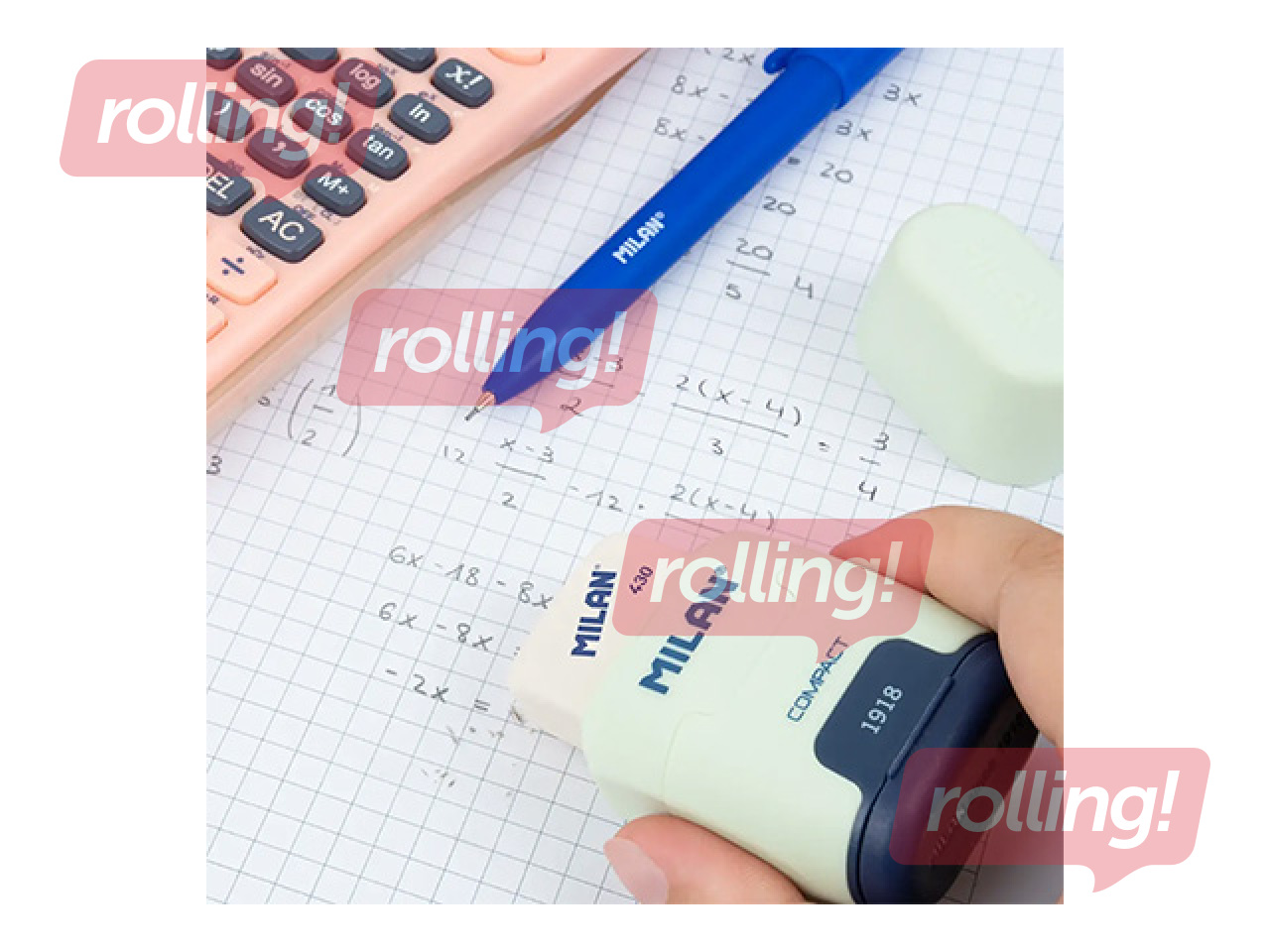 Zīmuļu asinātājs dubultais ar dzēšgumiju Milan Compact 430, 1918, dažādas krāsas, 1 gab.