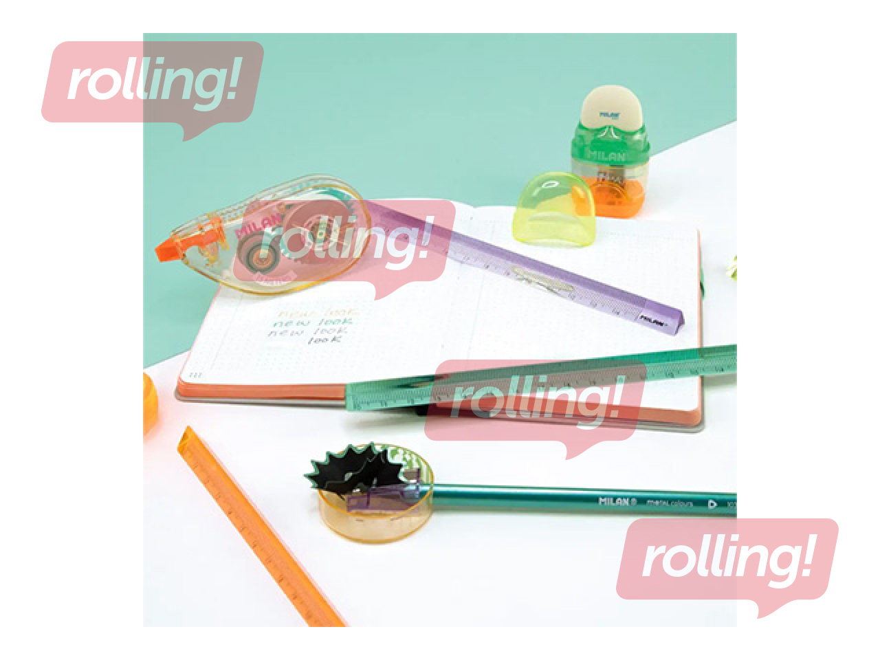 Точилка с ластиком Milan New Look, разные цвета, 1шт