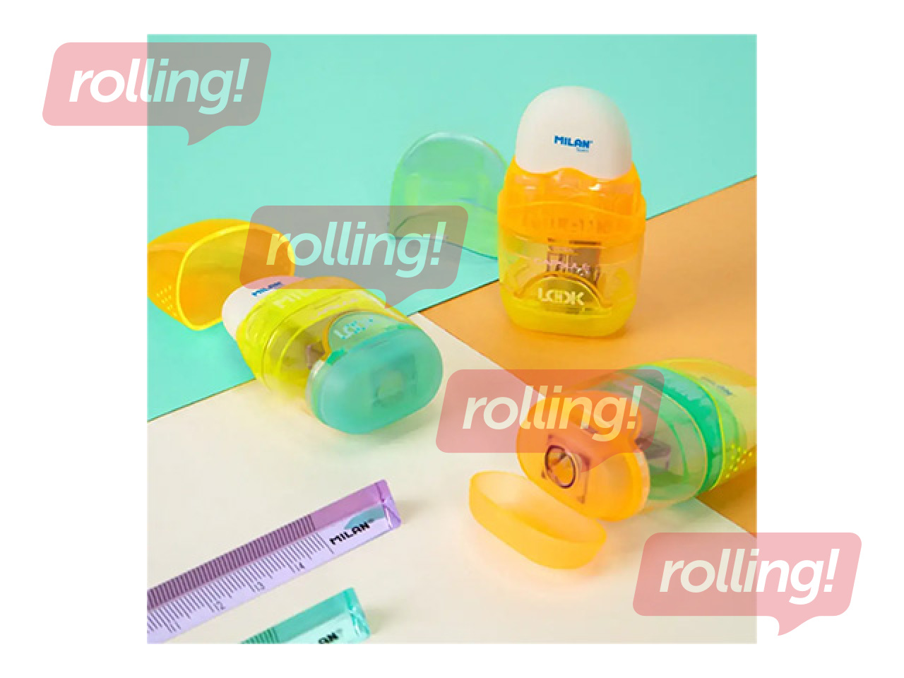 Zīmuļu asinātājs ar dzēšgumiju Milan New Look, dažādas krāsas, 1 gab.