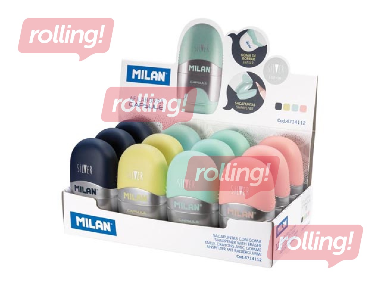 Dzēšgumija-zīmuļu asinātājs Milan, Capsule Silver