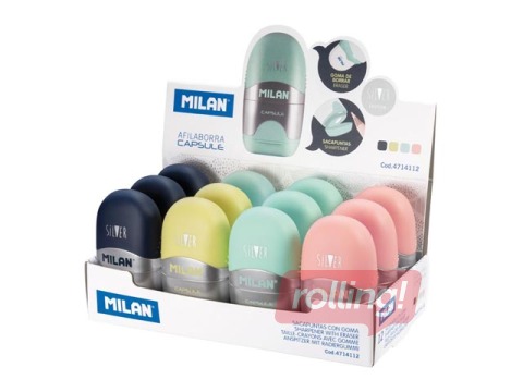 Eraser-Pencil Sharpener Milan, Capsule Silver