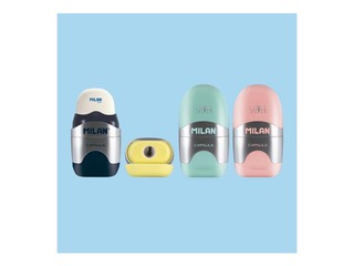 Eraser-Pencil Sharpener Milan, Capsule Silver