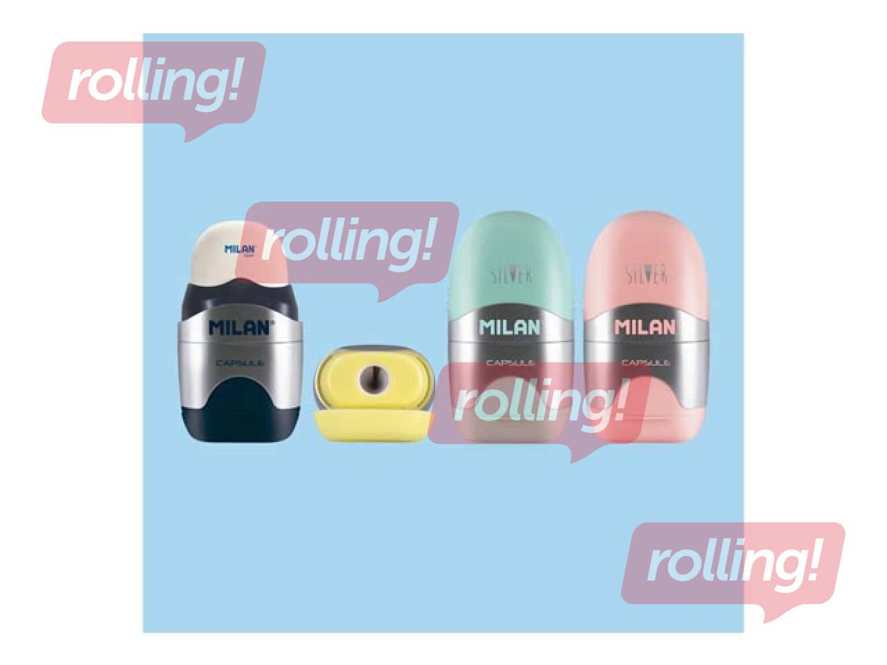 Eraser-Pencil Sharpener Milan, Capsule Silver