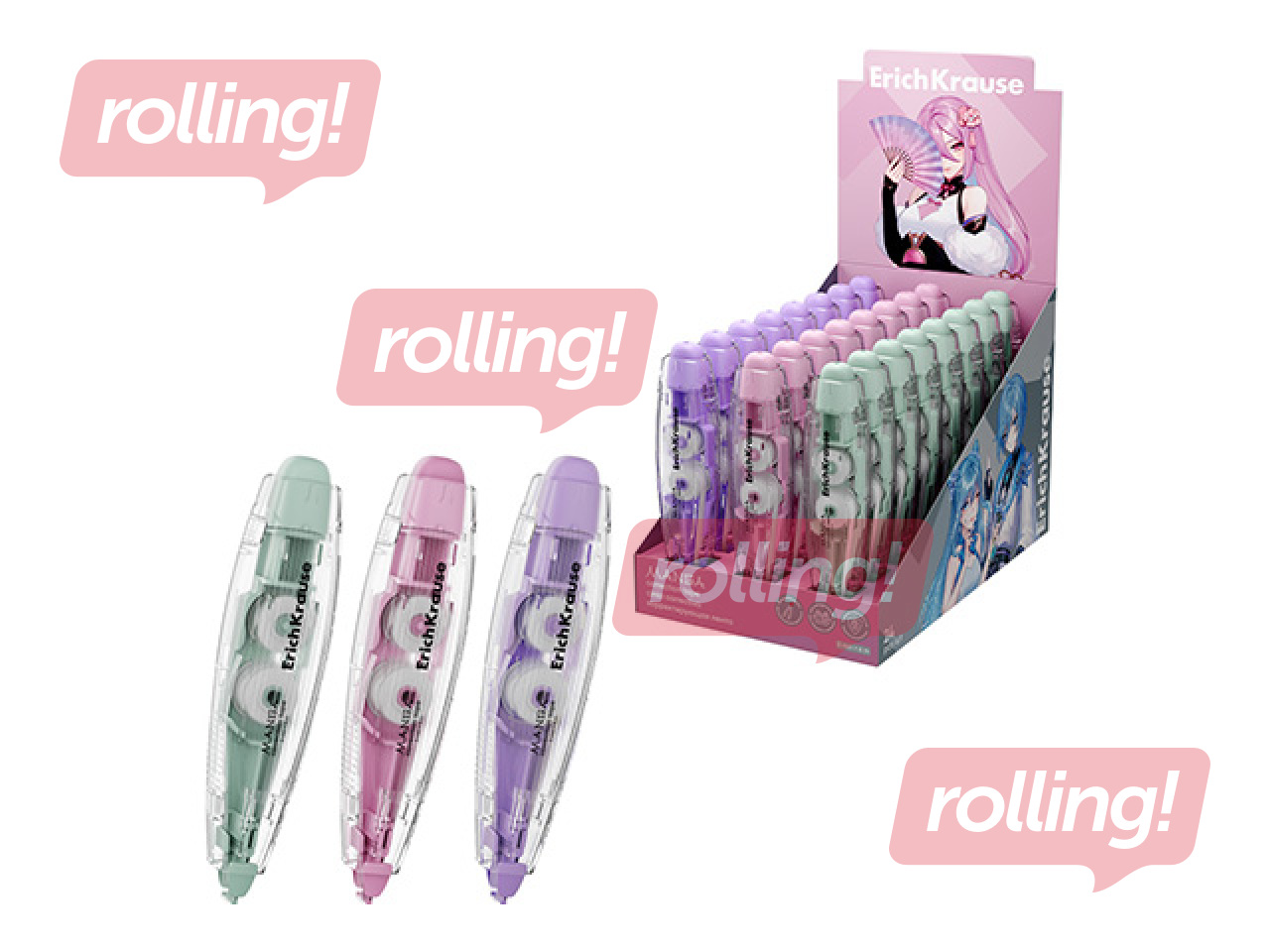 Корректирующая лента ErichKrause Spin Manga, 5мм × 6м