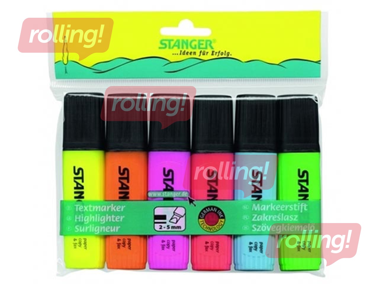 Teksta marķieri Stanger, 1-5mm, 6 krāsas