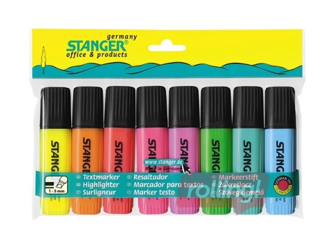 Teksta marķieri Stanger, 1-5mm, 8 krāsas 