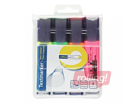 Teksta marķieru komplekts Office Point, 2-5mm, 4 krāsas