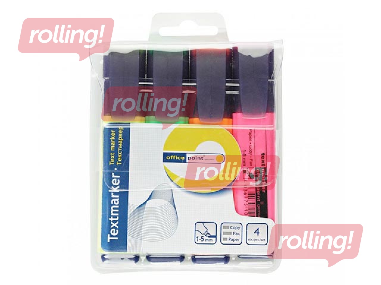 Teksta marķieru komplekts Office Point, 2-5mm, 4 krāsas