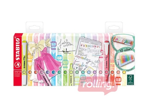 Teksta marķieru Stabilo Swing cool komplekts, 1-4mm, 18 krāsas 