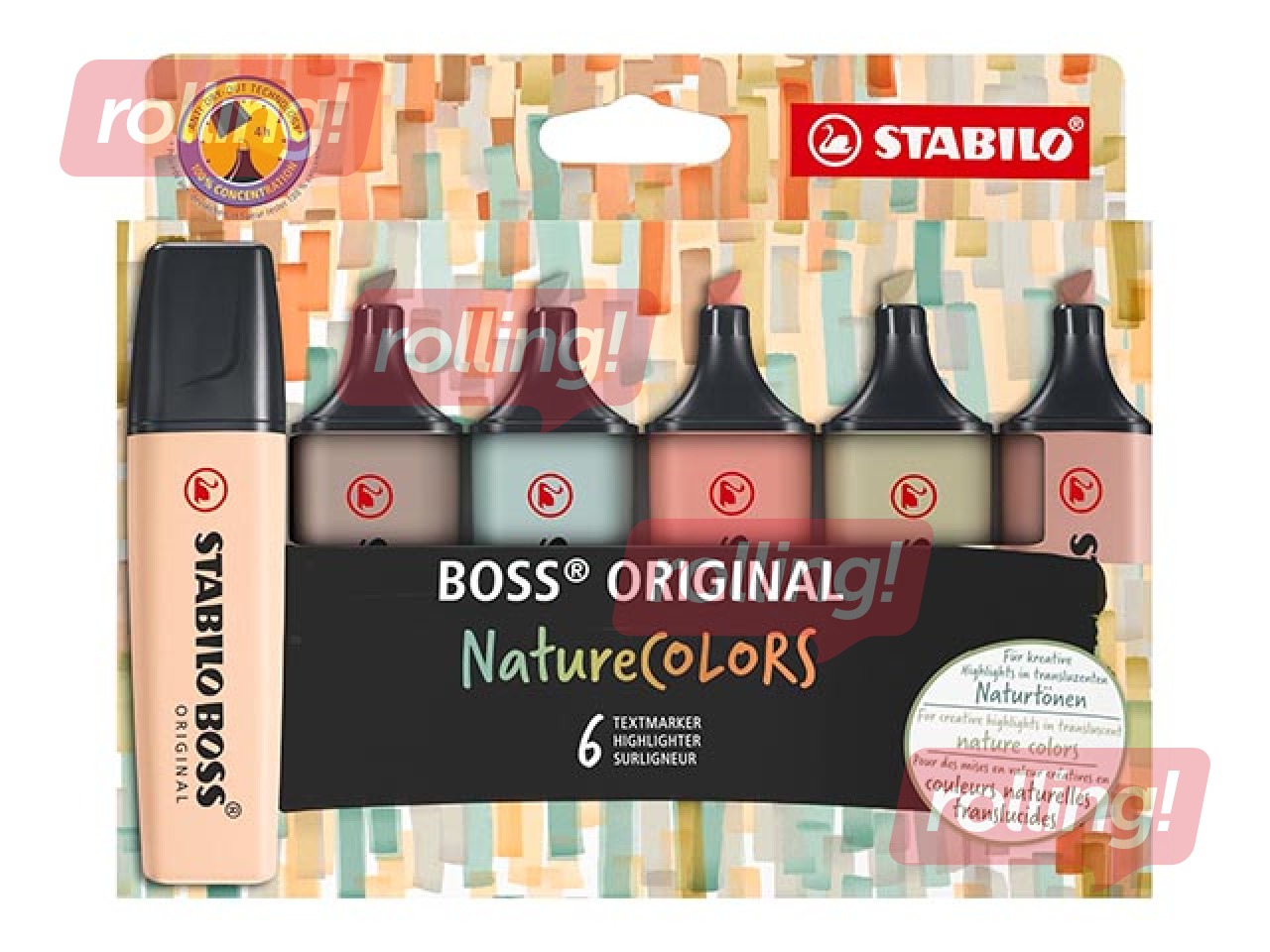 Teksta marķieru komplekts Stabilo Boss Original Naturecolors, 2-5mm, 6 krāsas