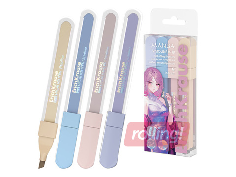 Markerikomplekt ErichKrause, Visioline V-18 Manga, 4 pastellvärvi
