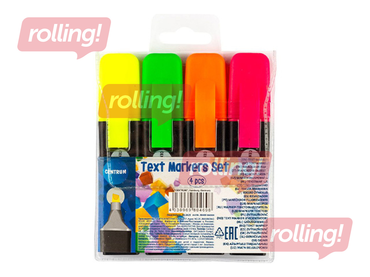 Highlighter set Centrum, 4 colors, 2–5mm