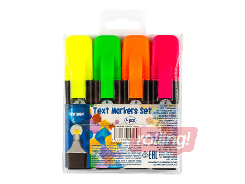 Teksta marķieru komplekts Centrum, 4 krāsas, 2-5mm