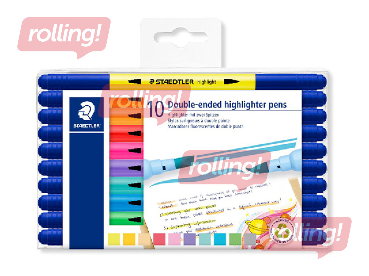 Teksta marķieru komplekts Staedtler Textsurfer 3620, divpusējs, 10 krāsas