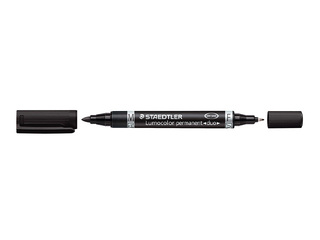 Перманентный маркер Staedtler Lumcolor DUO, двусторонний, черный, 0.6мм/1.5мм
